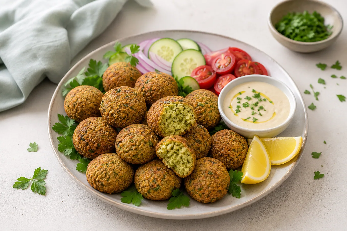 Baked Herb Falafel served and ready to eat