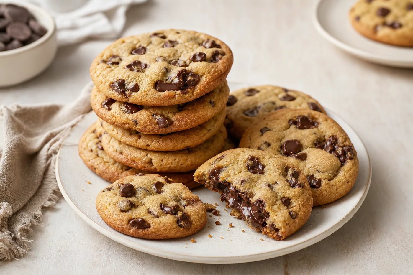 Classic Stand Mixer Chocolate Chip Cookies served and ready to eat