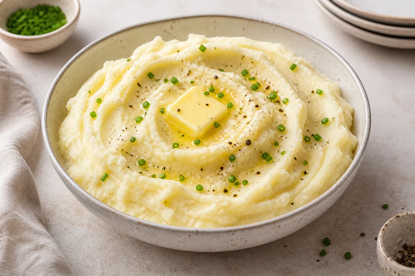 Creamy Stand Mixer Mashed Potatoes served and ready to eat