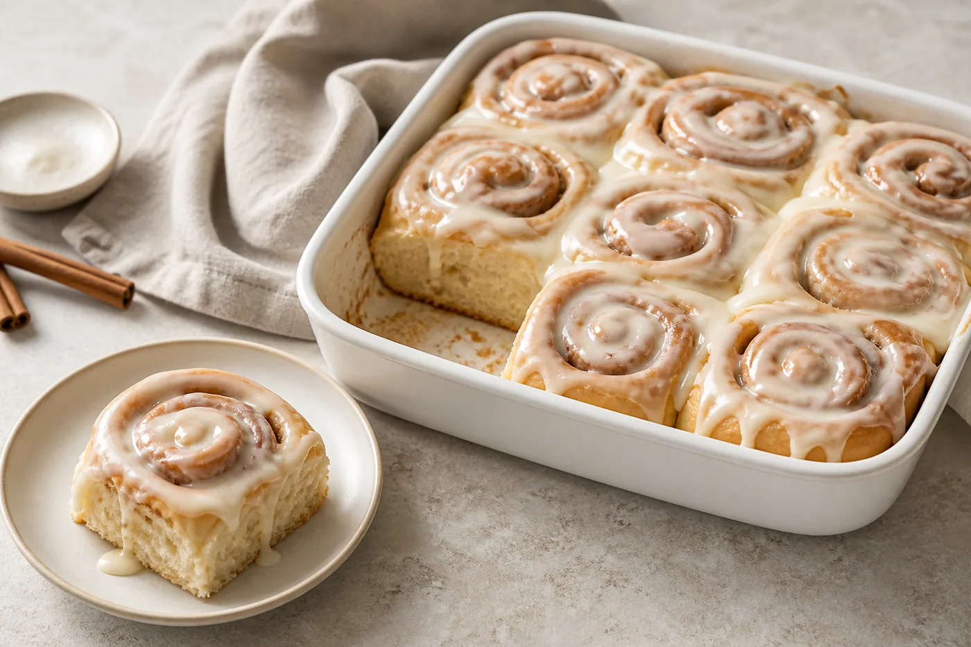 Soft Stand Mixer Cinnamon Rolls served and ready to eat