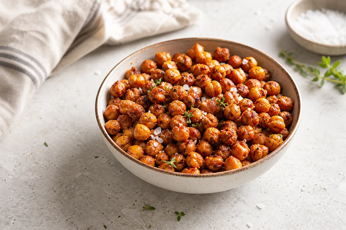 Crispy Smoky Toaster Oven Chickpeas served and ready to eat