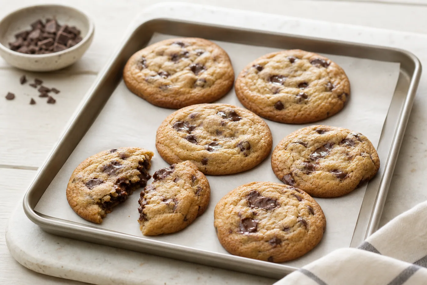 Small-Batch Toaster Oven Chocolate Chip Cookies served and ready to eat