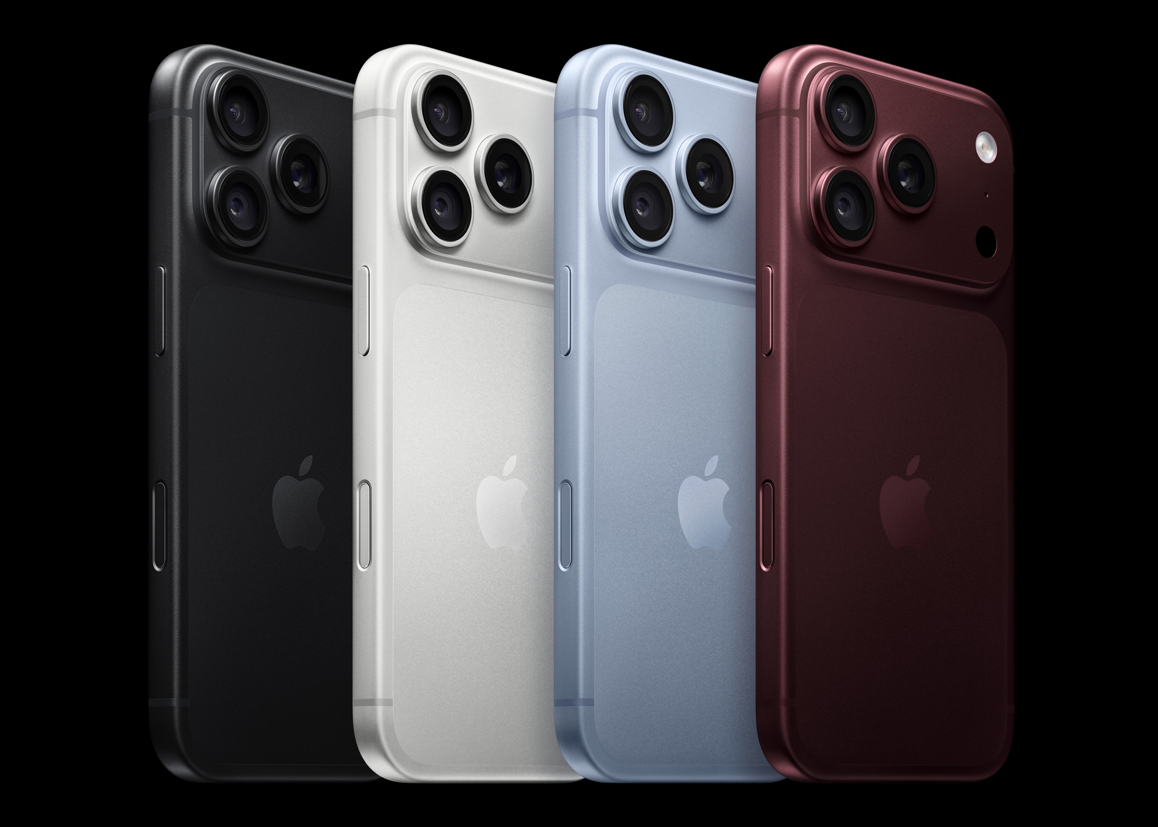 Apple iPhone 18 Pro lineup in black, silver, glacier, and burgundy