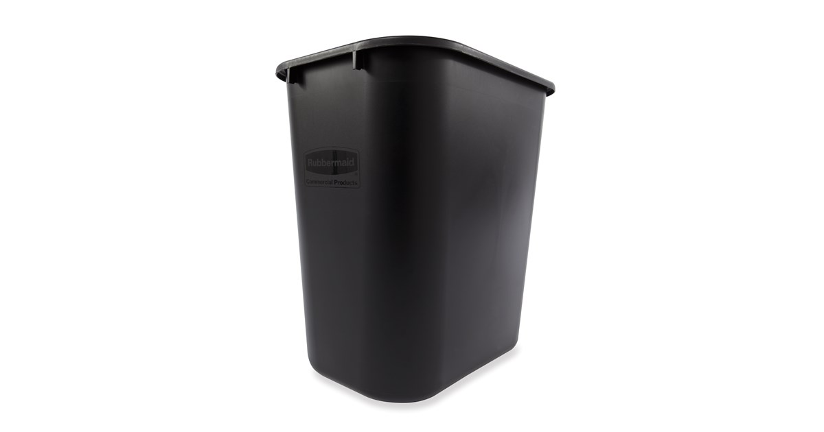 Rubbermaid Commercial Products Deskside Plastic Wastebasket, Rectangular, 7 Gallon, Black (RCP295600BK / FG295600BLA)