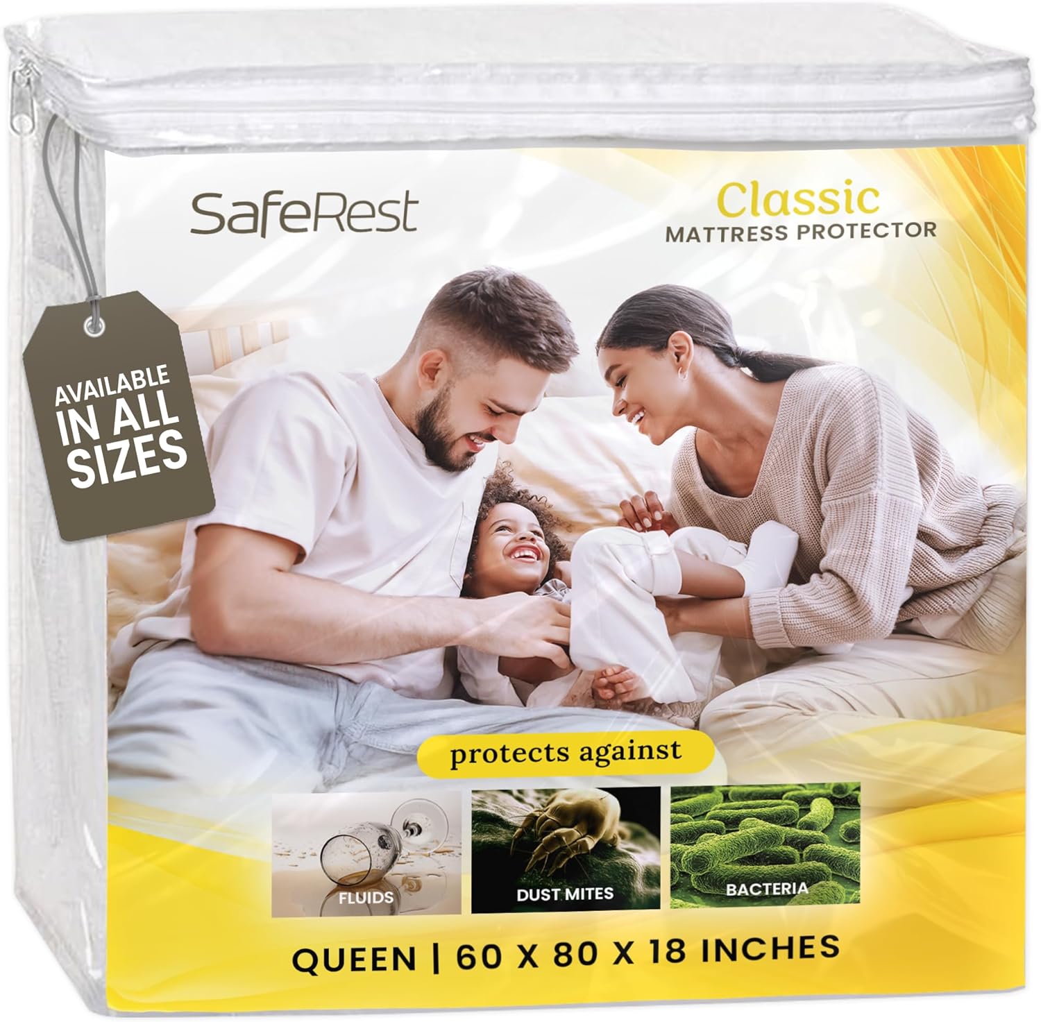 SafeRest Premium Hypoallergenic Waterproof Mattress Protector (Twin XL)