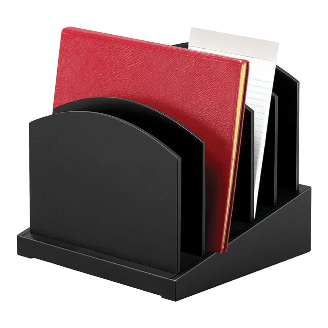 VICTOR® Incline File Desk Organizer - Solid Wood 5-Slot File Holder with Adjustable Dividers